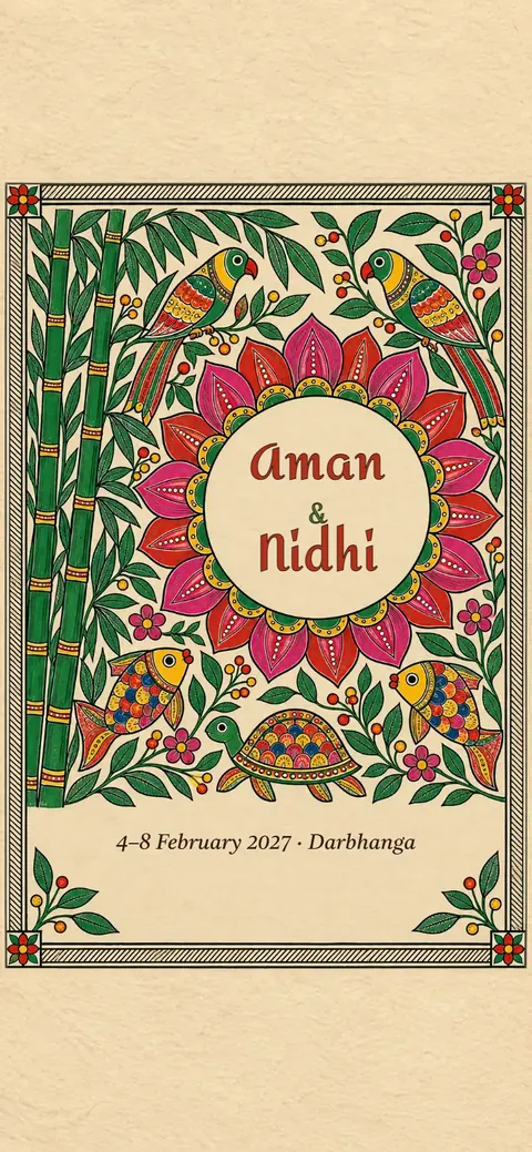 Kohbar — Bihari wedding invitation, on a phone